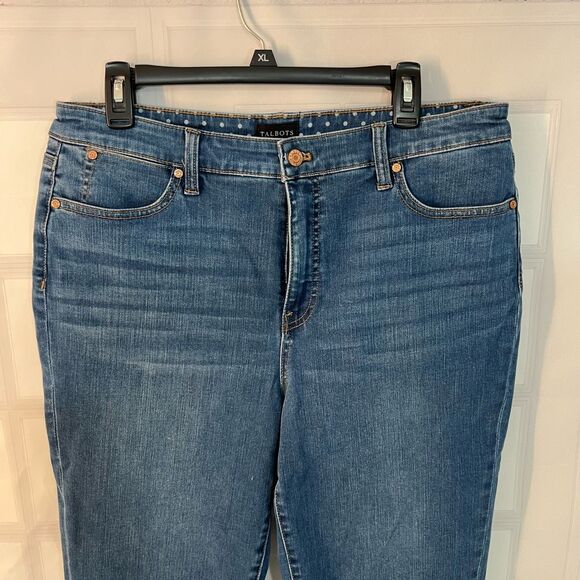 Talbots Blue Whiskered Cotton Blended Pedal Pusher Jean Size 14 - Picture 3 of 10